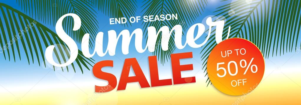 Summer sale template banner. Vector Illustration