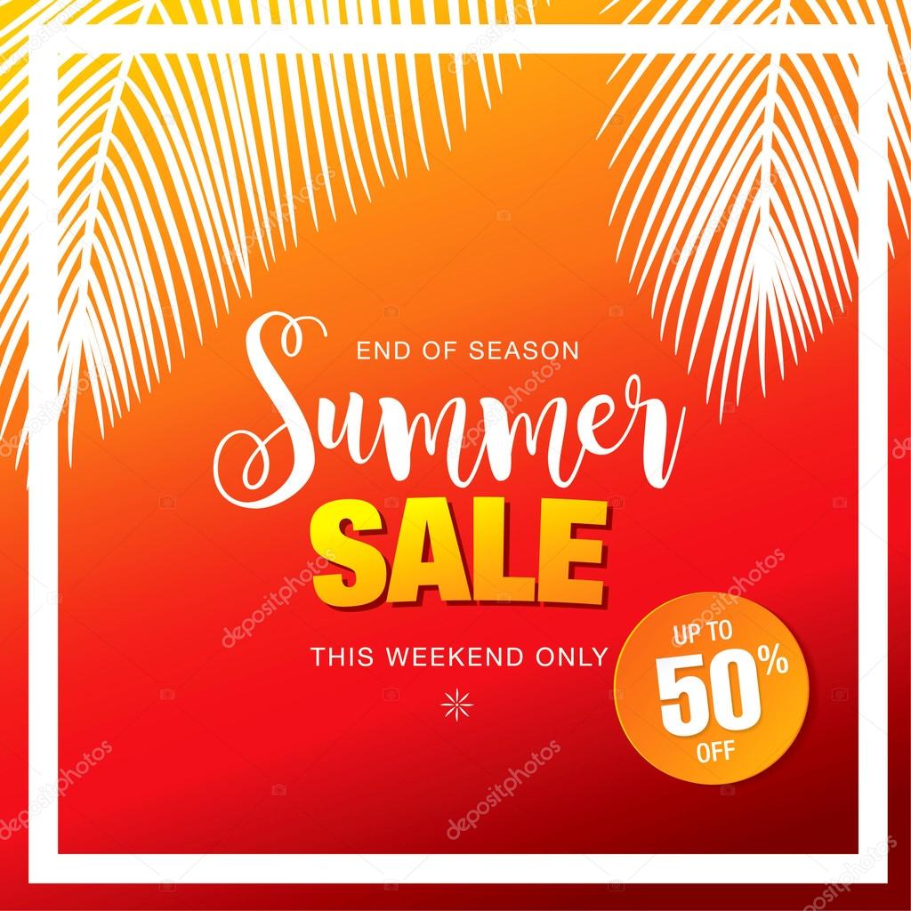 Summer sale template banner. Vector Illustration