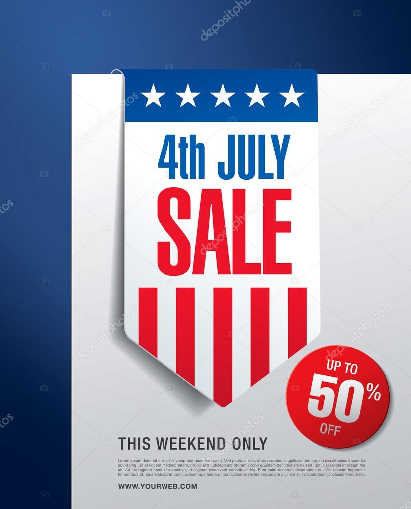 Independence day sale banner template design. Vector Illustration