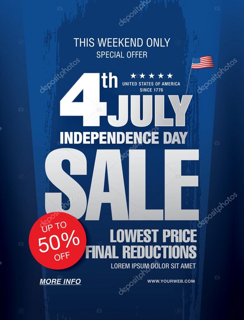 Independence day sale banner template design. Vector Illustration