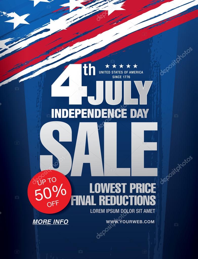 Independence day sale banner template design. Vector Illustration
