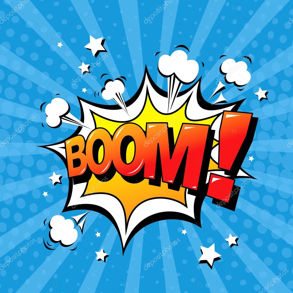 Boom. vector lettering. speech bubble icon