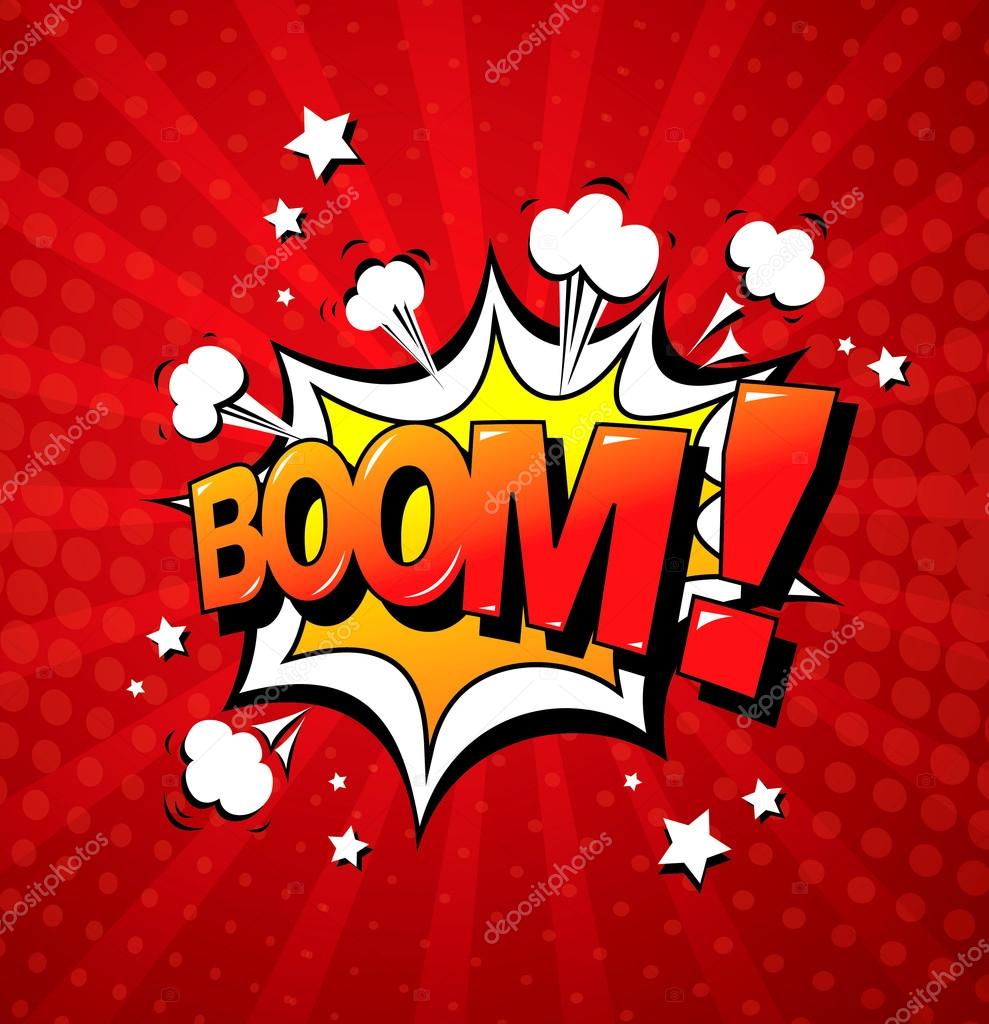 Boom. vector lettering. speech bubble icon
