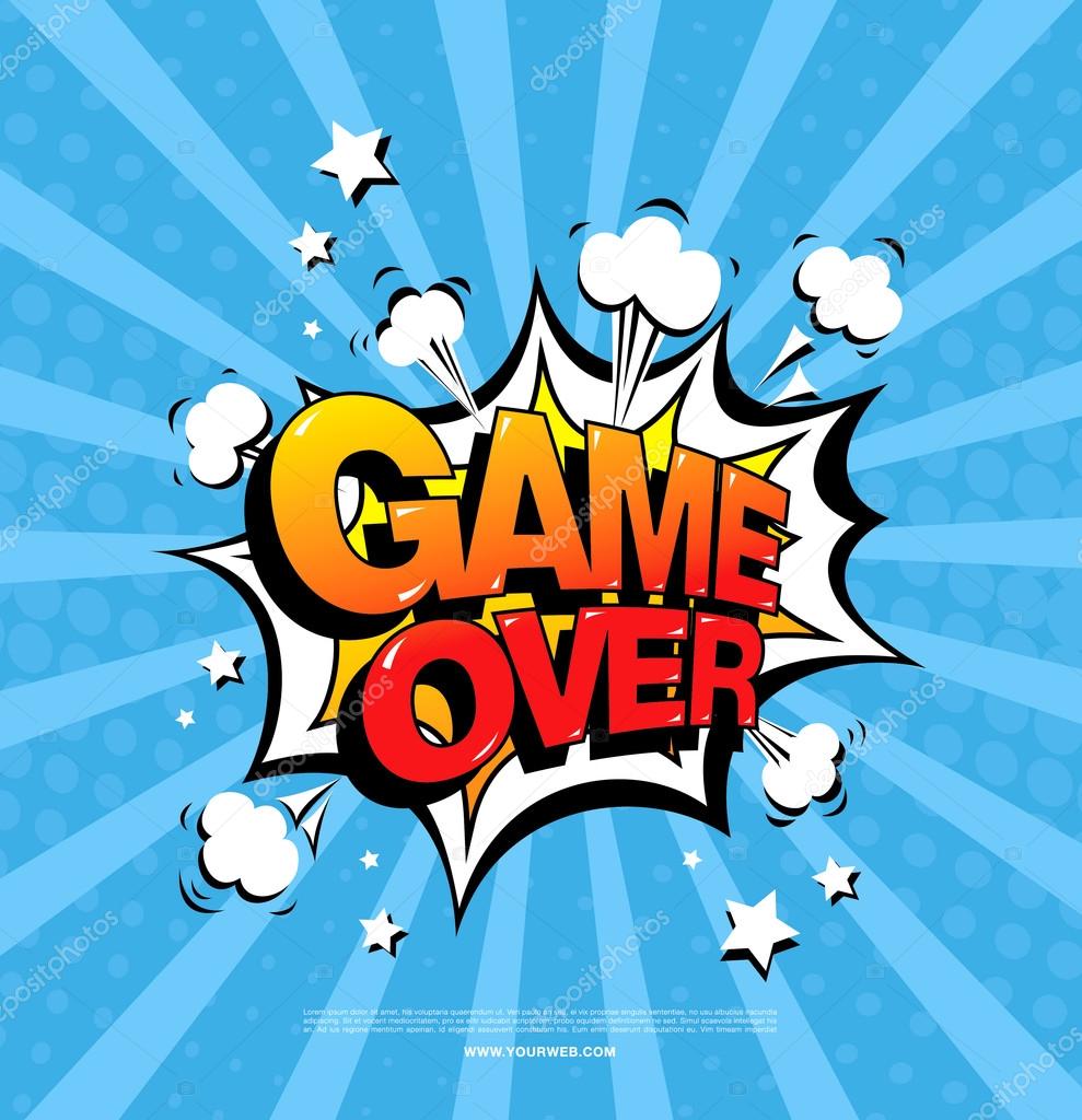 Game over speech bubble icon.  Vector Illustration
