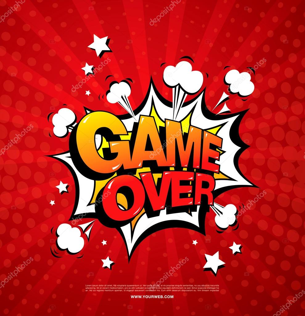 Game over speech bubble icon.  Vector Illustration
