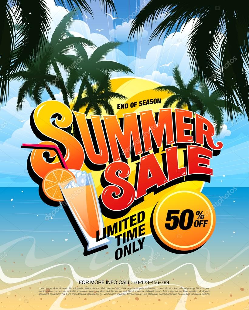 Summer sale template banner. Vector Illustration