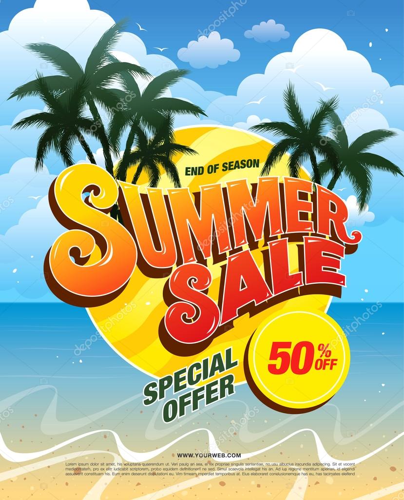 Summer sale template banner. Vector Illustration