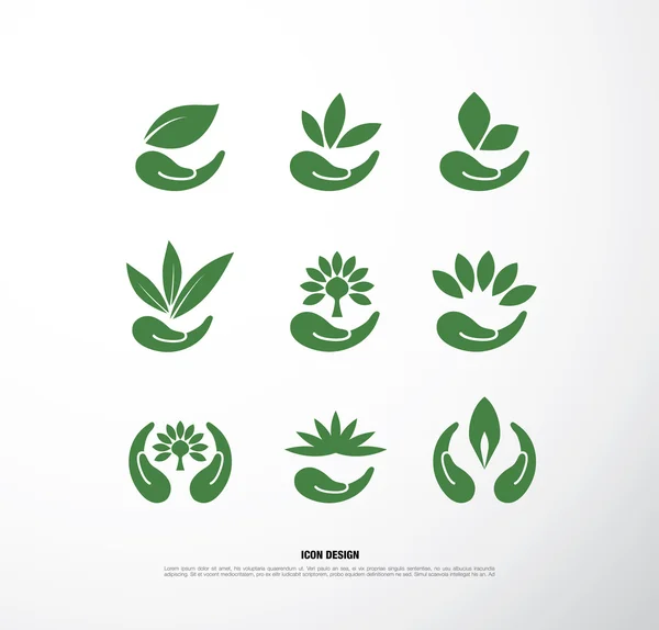 Set icona verde eco — Vettoriale Stock