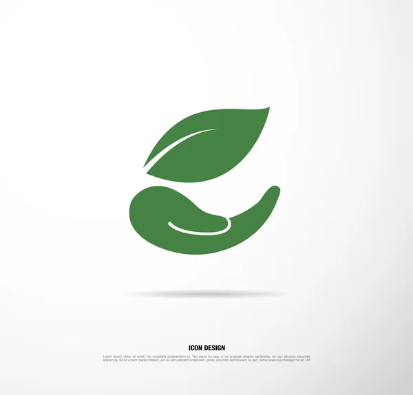 Icono de mano verde ecológico — Vector de stock