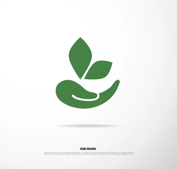 Icono de mano verde ecológico — Vector de stock