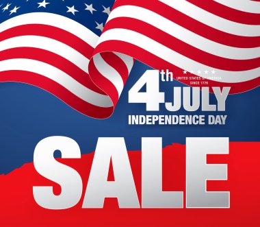 Dört Temmuz. Bağımsızlık günü satışı büyük başlığı