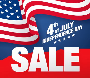 Dört Temmuz. Bağımsızlık günü satışı büyük başlığı