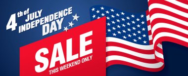 Dört Temmuz. Bağımsızlık günü satışı büyük başlığı