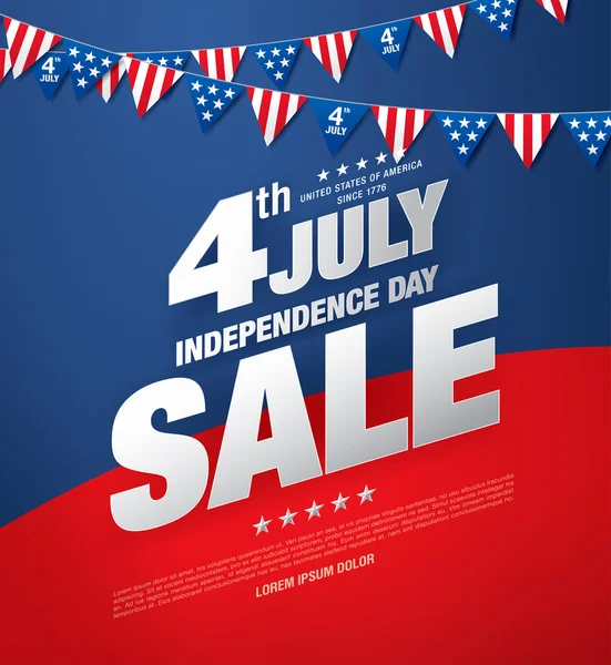 Quatro de Julho. Banner de venda do dia da independência — Vetor de Stock