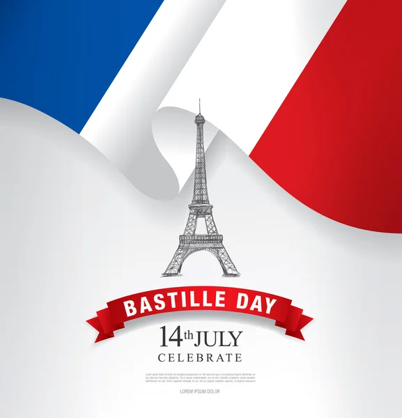 França. 14 de Julho. Feliz Dia da Bastilha . — Vetor de Stock