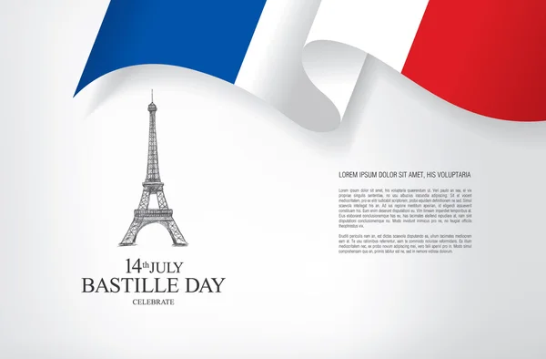 Franciaország. 14 th július. Boldog Bastille bevételének napja. — Stock Vector