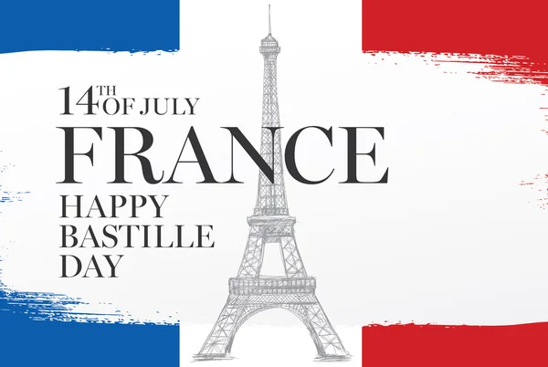 En Francia. 14 de julio. Feliz Día de la Bastilla . — Vector de stock