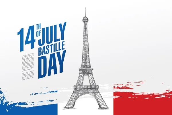 Perancis. Tanggal 14 Juli. Selamat Hari Bastille . - Stok Vektor