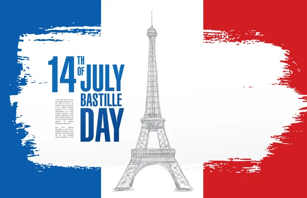 Frankreich. 14. Juli. Glücklicher Bastille-Tag. — Stockvektor