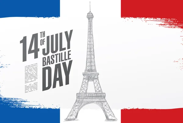 Perancis. Tanggal 14 Juli. Selamat Hari Bastille . - Stok Vektor