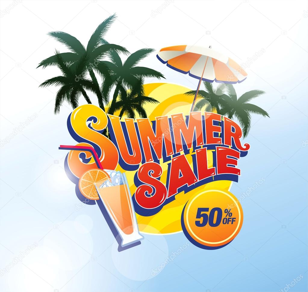 Summer sale banner. Vector illustration