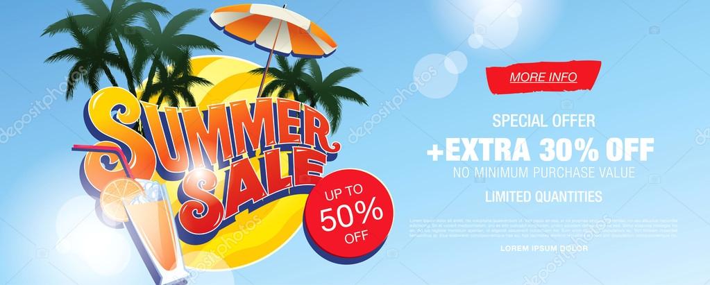 Summer sale banner. Vector illustration