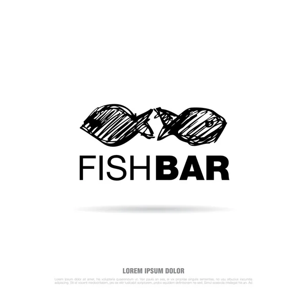 Logotipo de la barra de pescado . — Vector de stock