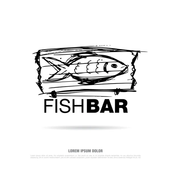 Logotipo de la barra de pescado . — Vector de stock