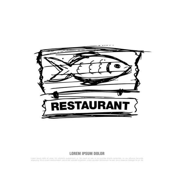 Ψάρια εστιατόριο λογότυπο. — Διανυσματικό Αρχείο