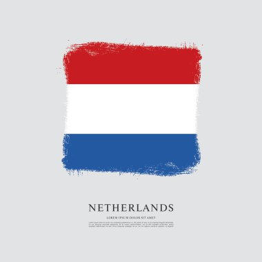 Hollanda bayrağı. Fırça konturu arka plan
