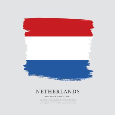 Hollanda bayrağı. Fırça konturu arka plan