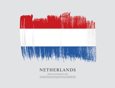 Hollanda bayrağı. Fırça konturu arka plan