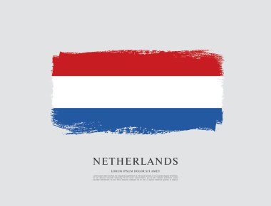 Hollanda bayrağı. Fırça konturu arka plan