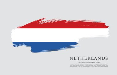 Hollanda bayrağı. Fırça konturu arka plan