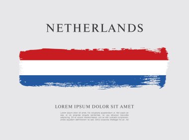 Hollanda bayrağı. Fırça konturu arka plan