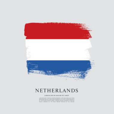 Hollanda bayrağı. Fırça konturu arka plan