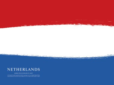 Hollanda bayrağı. Fırça konturu arka plan