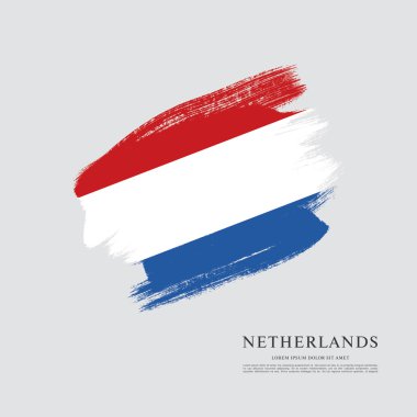 Hollanda bayrağı. Fırça konturu arka plan