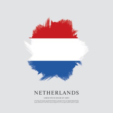 Hollanda bayrağı. Fırça konturu arka plan
