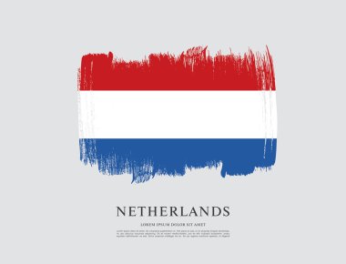 Hollanda bayrağı. Fırça konturu arka plan