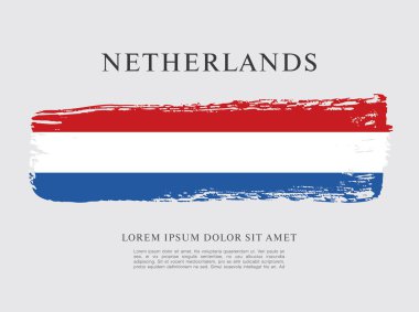 Hollanda bayrağı. Fırça konturu arka plan