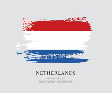 Hollanda bayrağı. Fırça konturu arka plan