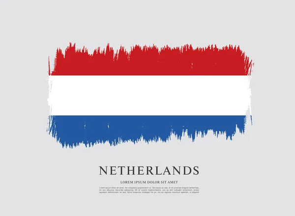 Bandeira da Holanda. Pincel fundo acidente vascular cerebral — Vetor de Stock