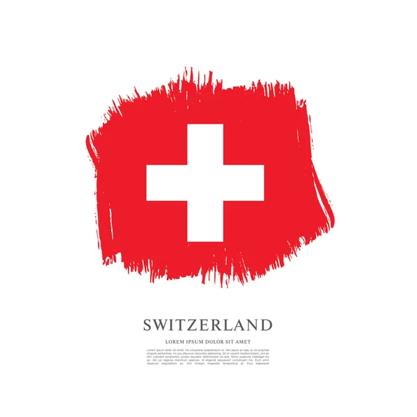 Schweiz flagga. Brush stroke bakgrund — Stock vektor