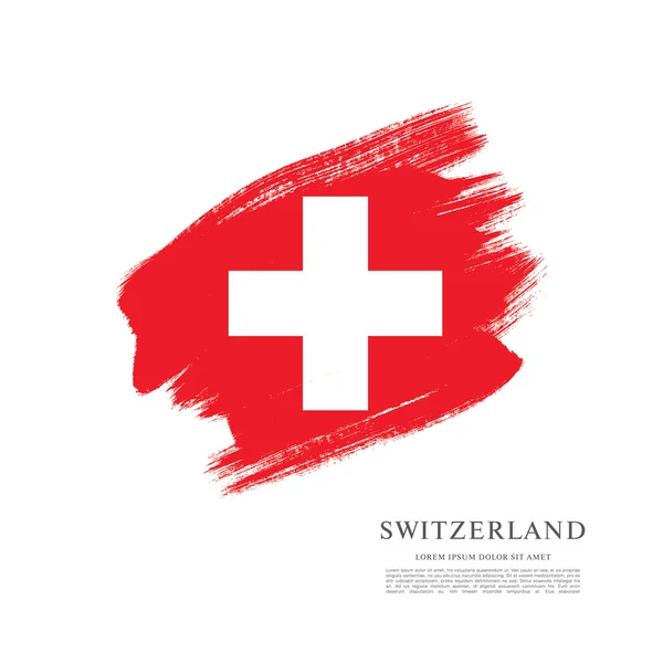 Bandera de Suiza. Pincel trazo fondo — Archivo Imágenes Vectoriales