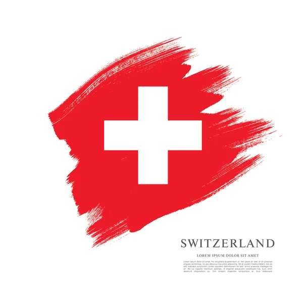 Schweiz flagga. Brush stroke bakgrund — Stock vektor