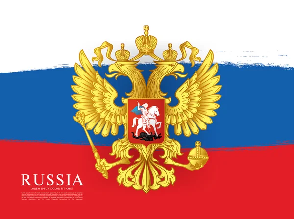Flagga av Ryssland. Vapensköld. — Stock vektor