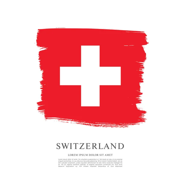 Schweiz flagga. Brush stroke bakgrund — Stock vektor