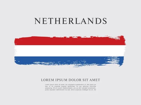 Bandera de Holanda. Pincel trazo fondo — Vector de stock