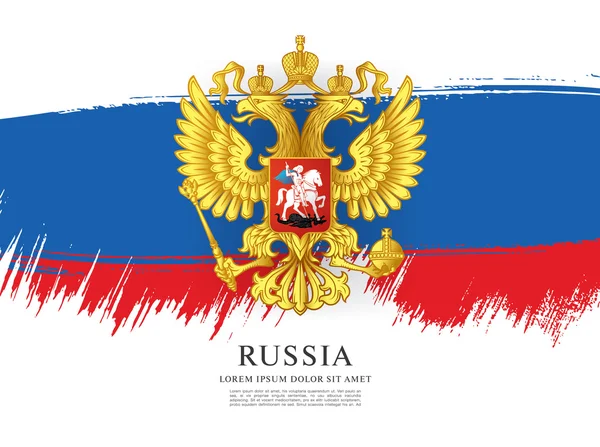 Vlag van Rusland. Wapenschild. — Stockvector